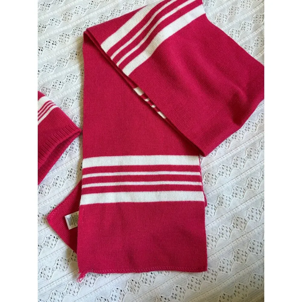 Nike Toddler Pink White Knit Beanie Hat & Scarf Set Swoosh Winter Cold Weather